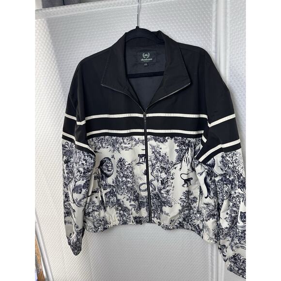 Ellandemm Women's Black White Toile Coat Jacket Zip XXXL 3x $120 - Picture 3 of 16